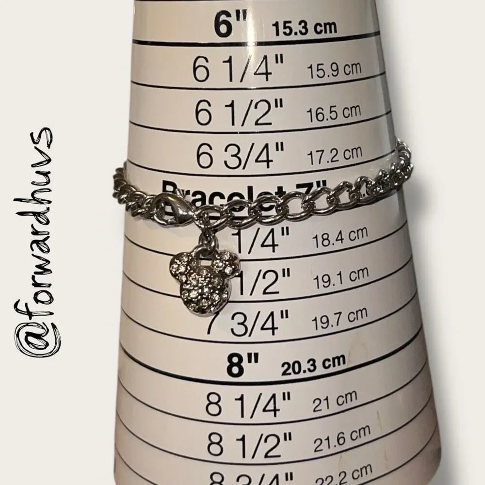 Disney Mickey Mouse Charm Bracelet – Silver Tone – 7”